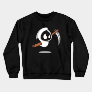 Angry little white ghost sneaking up on you with an AX Crewneck Sweatshirt